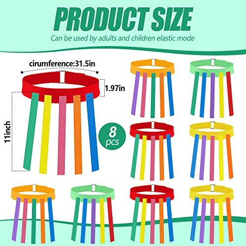 Kids Catch Tail Game Belt Set - 8 Bright Color Belts with Tails for Outdoor Play - Red, Orange, Yellow, Green
