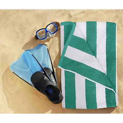Utopia Towels 4 Pack Cabana Stripe Beach Towel, 30 by 60 Inches, Oversized 100% Ringspun Cotton Pool Towels, Highly Absorbent Bath Towels for Beach