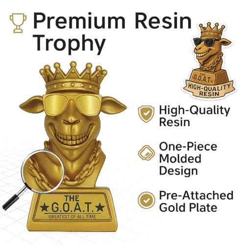 Goat Trophy ? 7" G.O.A.T. Resin Award for Fantasy Football, Office Desk, Best Player Trophy