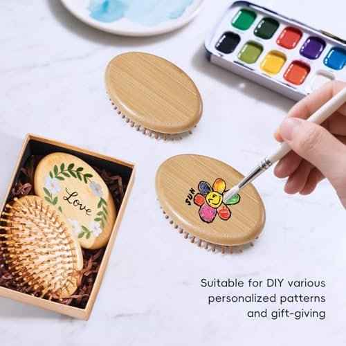 12PC Bamboo Hair Brush - Bulk Bamboo Bristles Detangling Brush for Hair Growth,Massage Scalp & Anti Static HairBrush for Women,Men,Kid(Pack of 12)