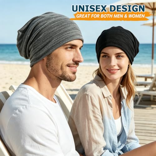 EINSKEY 4-Pack Multicolor Cotton Slouchy Beanie for Men Women - Summer UV Sun Protection