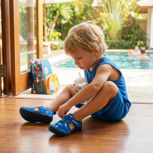 Kids Water Shoes Toddler Little Kids Quick-Dry Sandals with Toe Cap - Royal Blue Shark