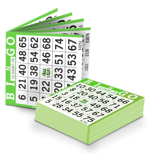 Lime Bingo Paper Sheets – 1 Face 4x4 Inch Pack of 500 Disposable Cards for Community Events