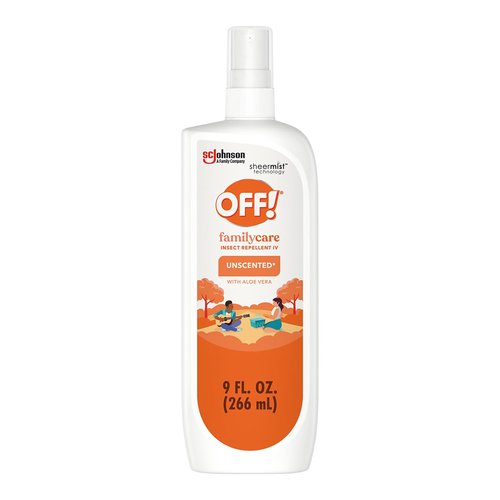 OFF! Family Care Insect & Mosquito Repellent Spritz, Bug Spray Containing 7% DEET, Unscented Repellent with Aloe Vera Protects Against Mosquitoes, 9 Oz