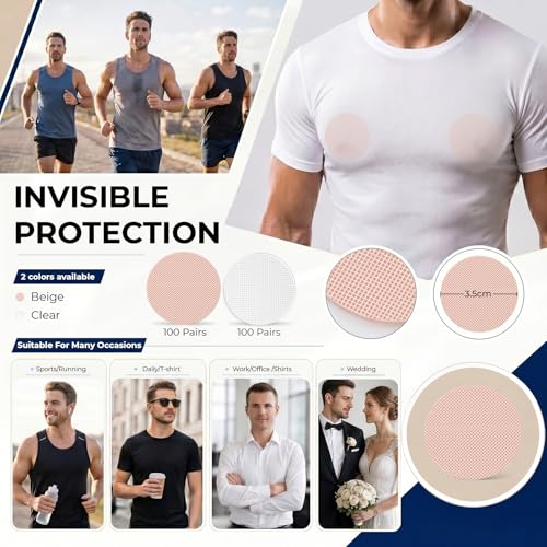 Men's Nipple Covers 400 Pcs Anti-Chafing Tape for Running Workout White
