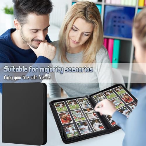 Black 9 Pocket Card Binder - 540 Capacity Waterproof PU Leather Organizer for MTG TCG Sports Cards