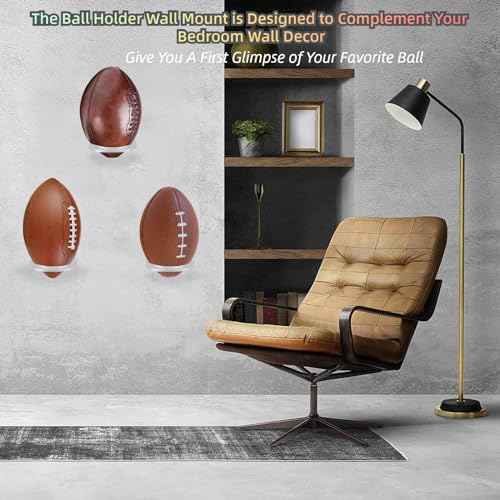 BiJun Basketball Holder Wall Mount, Acrylic Football Display Rack, Clear Ball Storage Hanger Wall Mount, for Football, Basketball, Volleyball, Rugby and Soccer