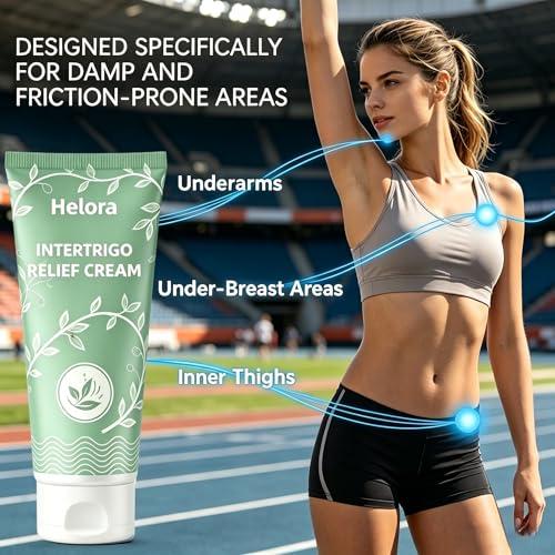 Helora Intertrigo Cream for Sensitive Skin Folds - Soothes Irritation & Friction Relief, 2 oz