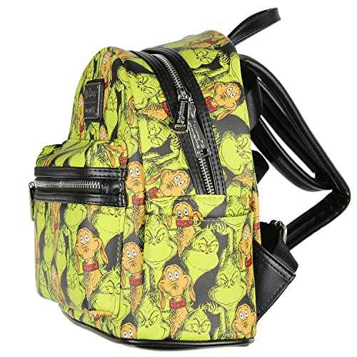 Loungefly Dr. Seuss GRINCH and Max All-Over Print Faux Leather Mini Backpack
