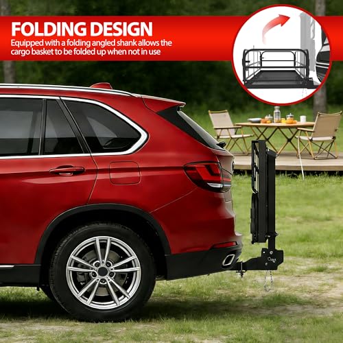 LOCKIETTA 14.4x24x60-Inch Folding Hitch Cargo Carrier Basket 500LBS Waterproof Rack