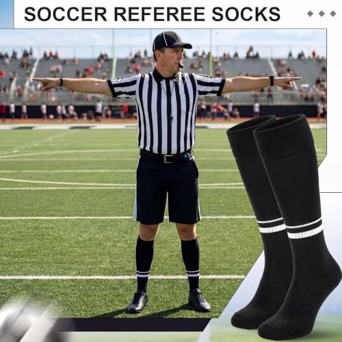 Large Soccer Referee Socks Set of 3 High Tube Foldable Cuff Sports Officiating Socks