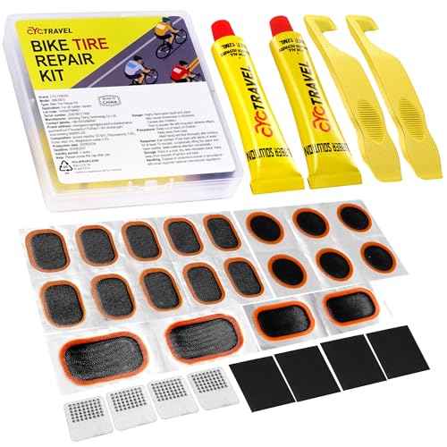 Bike Tire Repair Kit, Bicycle Inner Tube Puncture Patch Kits with 20 PCS Vulcanizing Patches, User Manual, Metal Rasp and Tire Lever, Bike Patch Kit for Mountain and Road Bike.