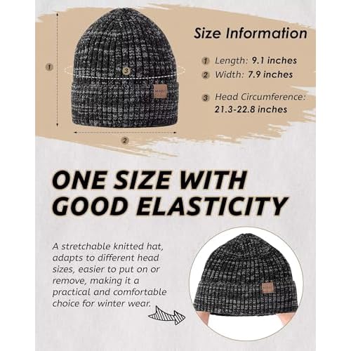 MSDC 3 Pack Winter Hats for Men, Warm Fleece Lined Beanie for Men Women, Fashionable Knit Hat Skull Cap for Cold Weather
