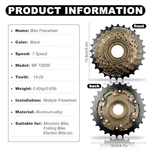 Bike Freewheel 7-Speed Tourney/TY MF-TZ500 Screw On Multiple Freewheel Bicycle Multiple Freewheel 14-28 Tooth (TZ500-7/14-28T)