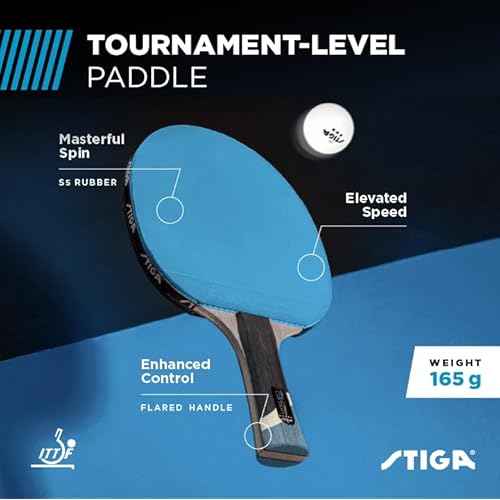 STIGA Pro Carbon Performance-Level Table Tennis Racket with Carbon Technology for Tournament Play - Red and Blue Colors