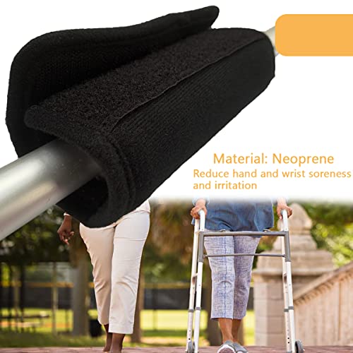 Universal Walker Hand Grip Covers with Memory Foam Padding, Washable, Black