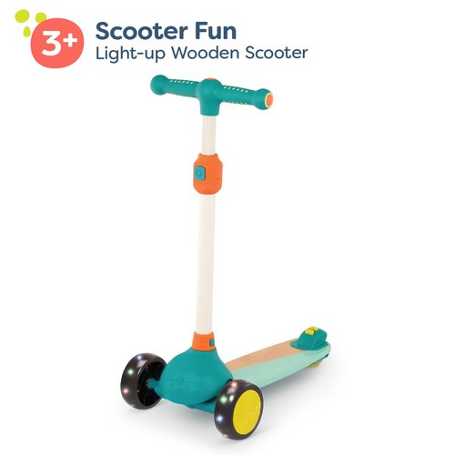 B. toys – Wood Kids Scooter – Adjustable Height & Light – Up Wheels – Solid Wooden Deck – 3+ Years–