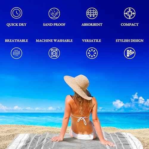 LANE LINEN 6-Pack Oversized Pre-Washed Beach Towels, Stylish Quick-Dry Pool & Travel Towels for Adults, 39"x71" - Diamond Multi Colors