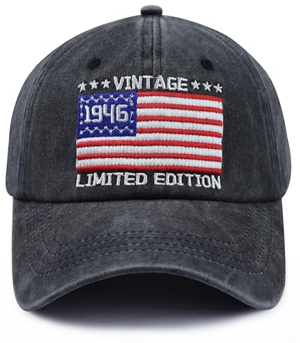 80th Edition Baseball Cap - Vintage American Flag Hats for Men & Women, Birthday Gift