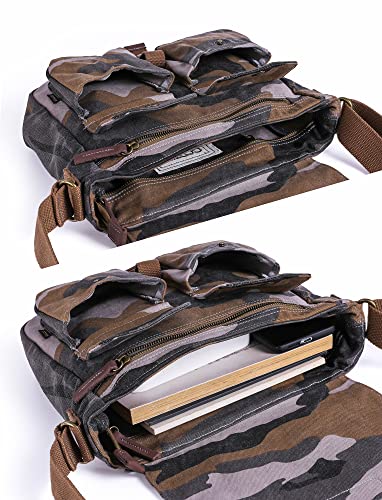 GOOTIUM Canvas Messenger Bag - Vintage Camo Crossbody Shoulder Satchel