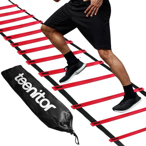Red 23 ft Agility Ladder Speed Training Equipment for Soccer & Fitness