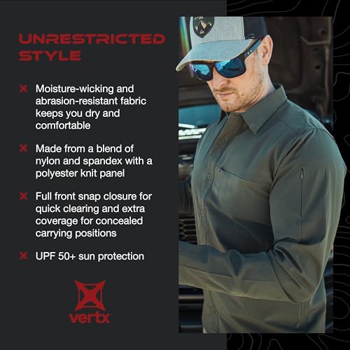 Vertx Expedition Men's Long Sleeve Shirt, Tactical, CCW Compatible, with Sun Protection