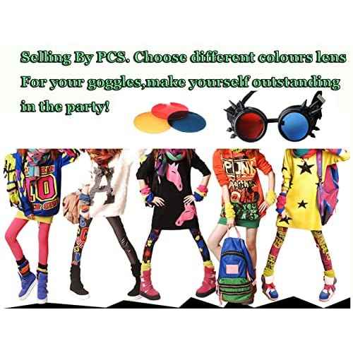 Lelinta Vintage Steampunk Goggles 7 Pairs of Interchangeable Lenses