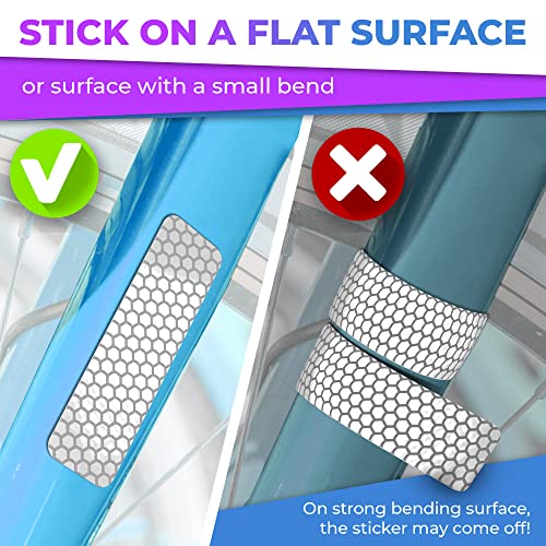 Reflective Stickers for Bikes & Helmets - 67 Piece Safety Decal Set, Gray