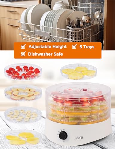 Food Dehydrator with 5 BPA-Free 9.25” Trays - White, CCD100W6