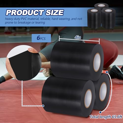 6 Rolls Wrestling Mat Tape 4 Inch PVC Adhesive Seam Tape for Gym Floors