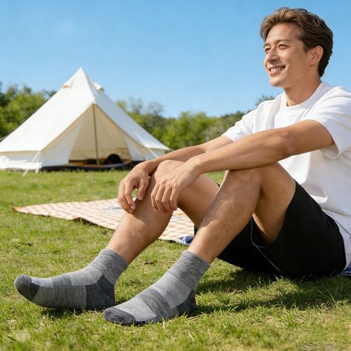 X-Large 3 Pairs Merino Wool Ankle Socks for Men Women - All-Season Breathable Casual