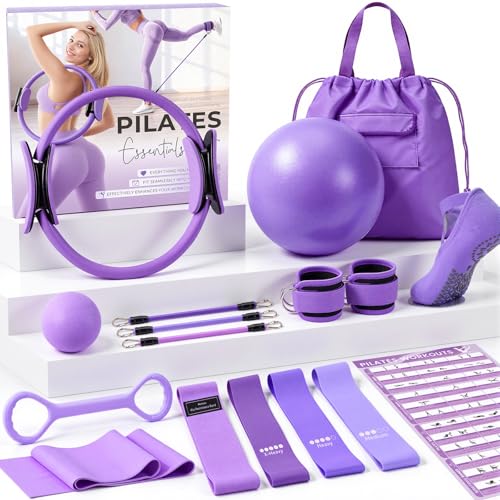 Home Pilates Kit with Ring Ball Resistance Bands Socks and Massage Ball
