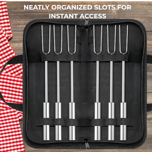 Stainless Steel S'mores Roasting Sticks Set of 6 Telescoping Campfire Skewers