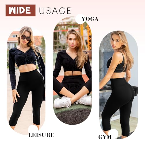 Women's Capri Leggings 2 Pack - Comfortable Athletic & Casual Wear
