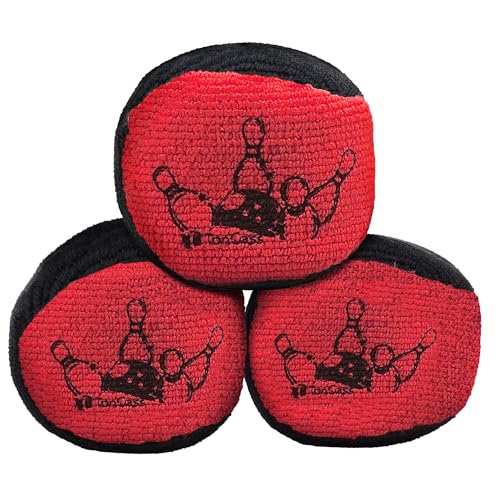 TonGass Microfiber Ultra Dry Bowling Grip Ball Set - Black & Red, 3 Pack