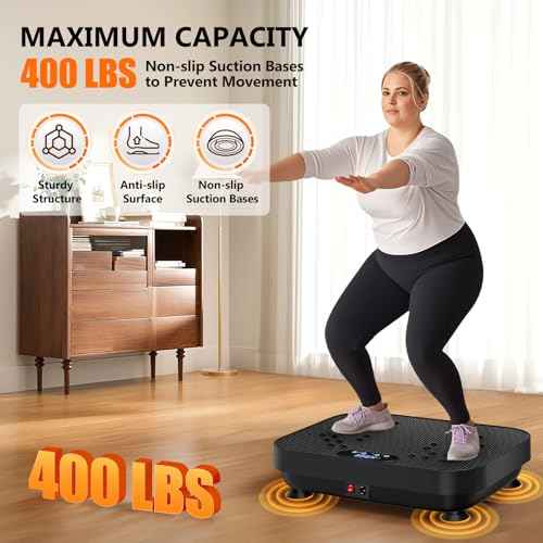 Vibration Plate Exercise Machine, 400 Lbs Capacity Whole Body Vibrating Plate for Lymphatic Drainage, Weight Loss Fat Burner for Home Workout Women Men