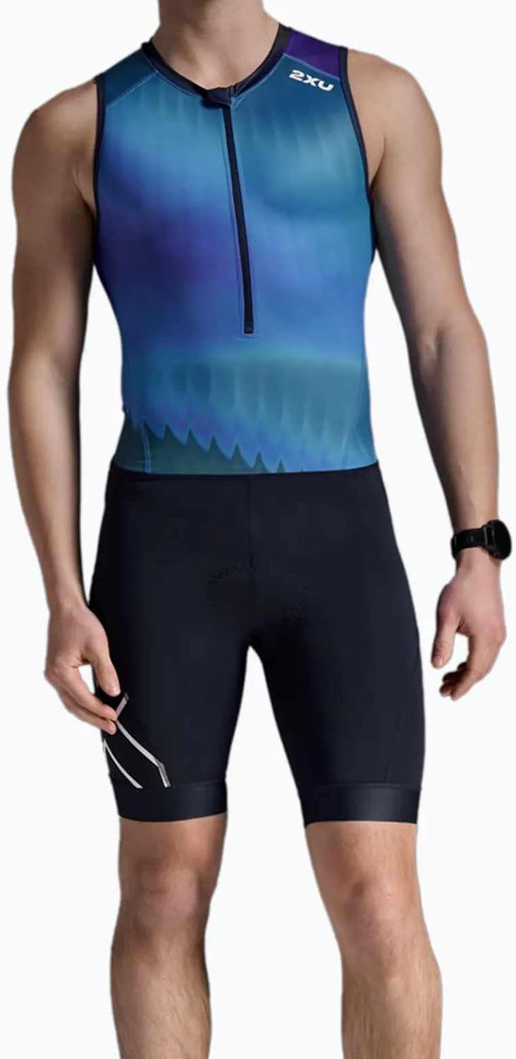 2XU Men's Core Tri Suit (US, Alpha, Medium, Regular, Regular, Standard, Azure Blue/Midnight)