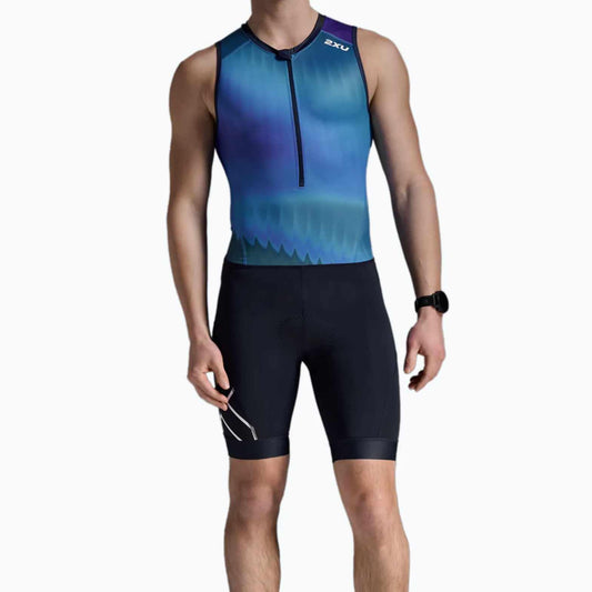 2XU Men's Core Tri Suit (US, Alpha, Small, Regular, Regular, Standard, Azure Blue/Midnight)