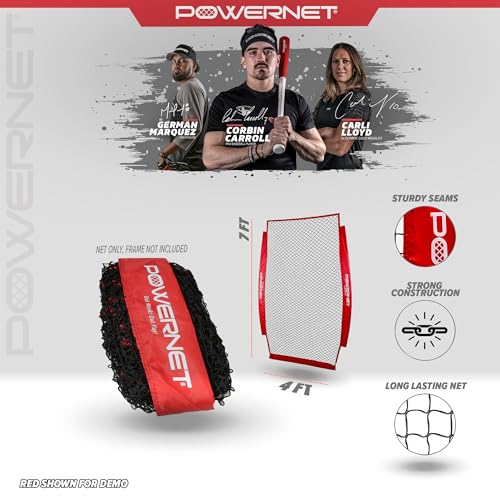 PowerNet Baseball & Softball Training Net Replacement - Red / I-Screen