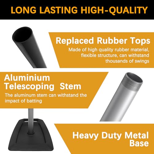 Black Adjustable Baseball Batting Tee for Kids & Adults - 24-45 Inch Telescopic Hitting Stand with Heavy Duty Metal Base