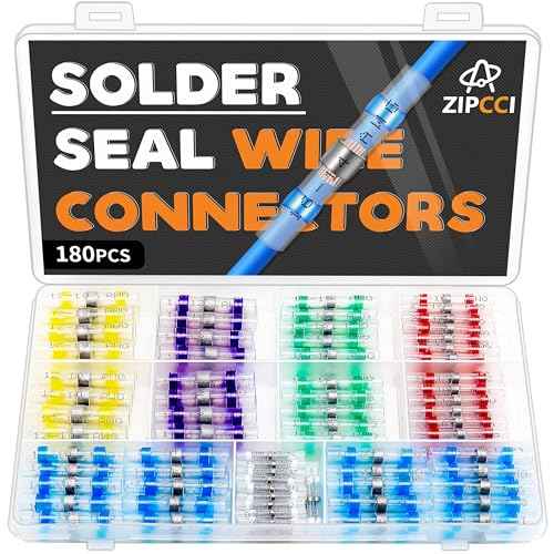 180Pcs Solder Seal Wire Connectors - Heat Shrink Butt Connectors Kit, Waterproof Marine Wiring Splice Terminal Gauge, Electrical Crimp, Trailer Wire - Heat Shrink Wire Connectors