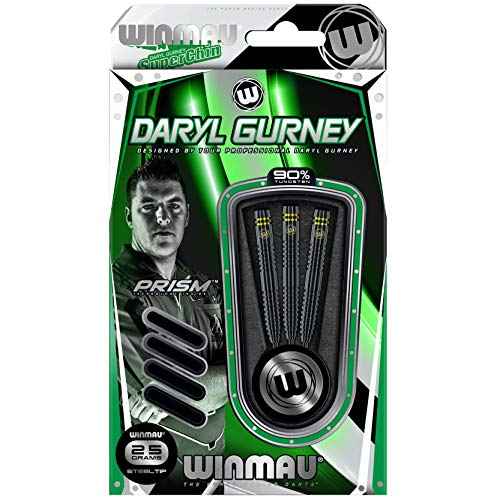 Winmau Daryl Gurney Signature 90% Tungsten Darts Set with Prism Flights and Prism Shafts (Stems) Steel tip & Soft Tip - Gold/Black