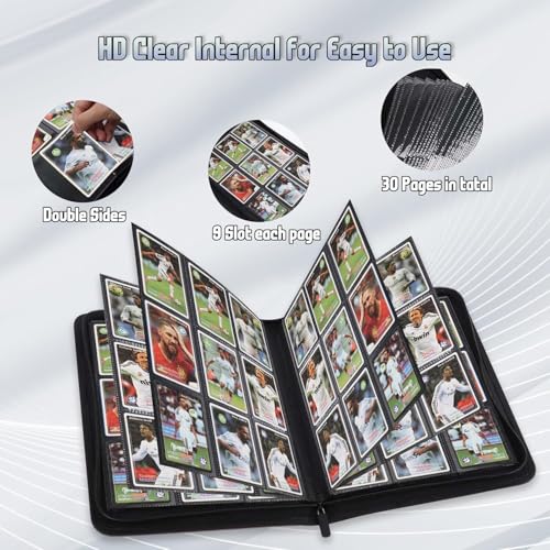 Black 9 Pocket Card Binder - 540 Capacity Waterproof PU Leather Organizer for MTG TCG Sports Cards