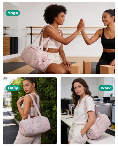 15L Pink Yoga Mat Bag for Women Gym & Travel Duffle with Wet Pocket