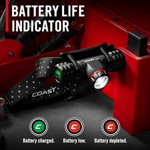 Coast XPH30R 1200 Lumen USB-C Rechargeable Dual Power Headlamp with Twist Focus Beam and Magnetic Base, Black
