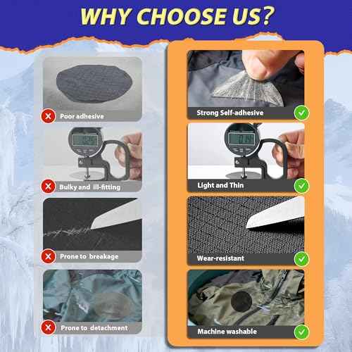 Down Jacket Repair Patch Kit, Outdoor Gear Tenacious Repair Tape, Self Adhesive Fabric Patches for Clothes, Waterproof Ripstop Nylon Fabric Patch for Puffer Jacket, Coat, Tent (18 Pcs, Black)