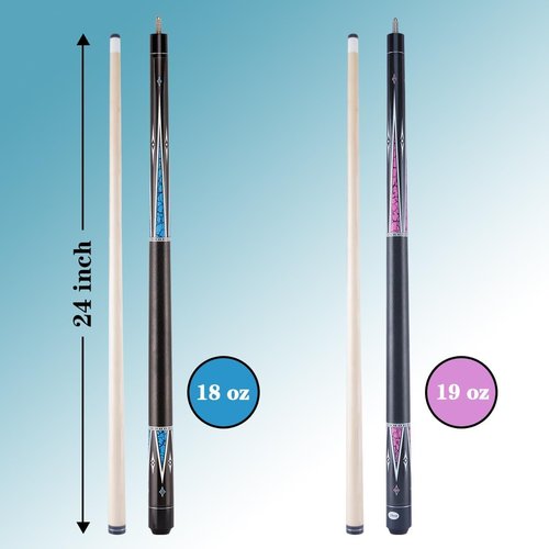 Tiekerbilir 48 Inch Short Pool Cue Stick for Beginners, Canadian Maple Billiard Cues for Tight Spaces, 48 inch Billiards Cue Stick Junior Size Cues (Set 2)