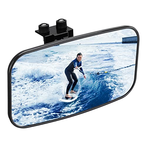 Boat Rear View Mirror - 8x4 Inch Universal Marine Convex Mirror for Ski Boats