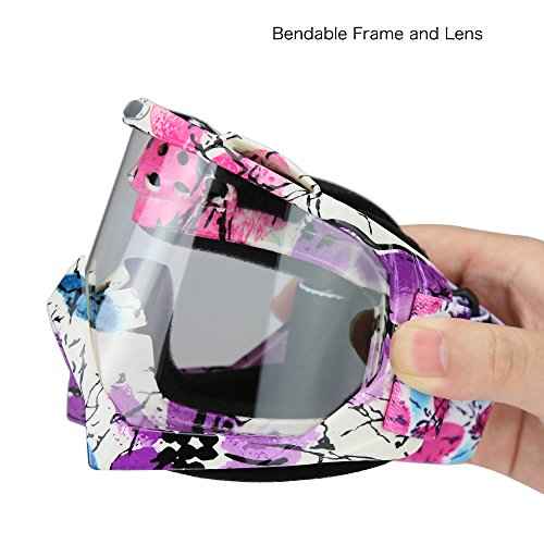 JAMIEWIN Clear Lens Dirt Bike Motorcycle Goggles ATV Racing Motocross Mx Goggle Glasses UV Protection for Men Women Youth Kids (Clear Lens)