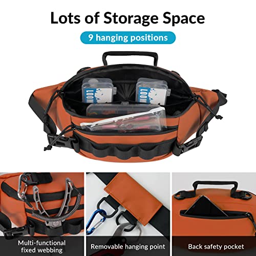 Waterproof Fishing Waist Pack - Orange Regular Tackle Bag for Women & Men
